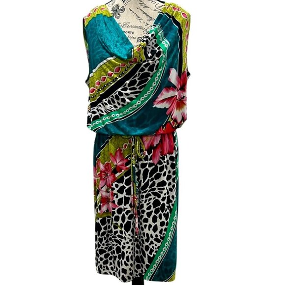 Muse Dresses & Skirts - Muse x Boston Proper Tropical Abstract Midi Dress Tie Waist Size 16